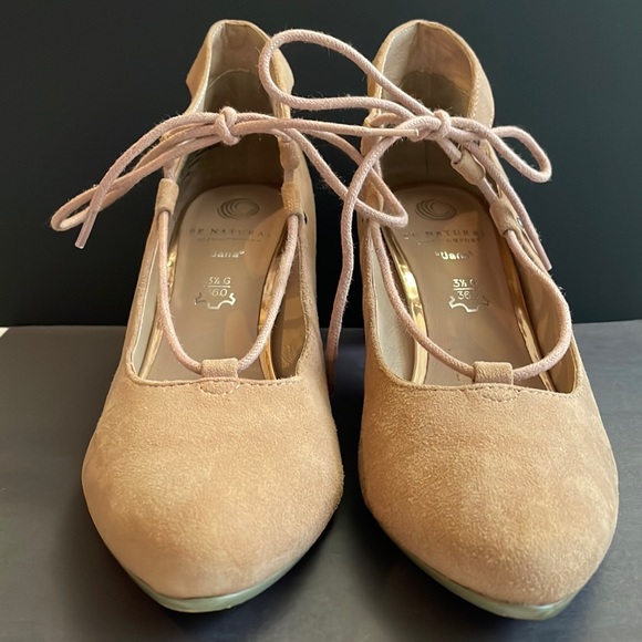 2 for $68 - Size 5.5 (36) Genuine Suede Leather - Ankle Tie Pumps - Picture 2 of 10